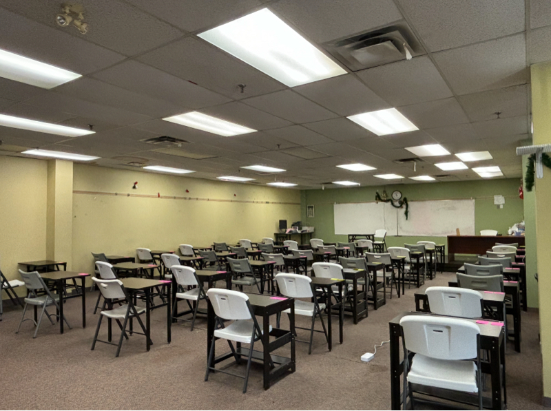 A bright classroom at TDA